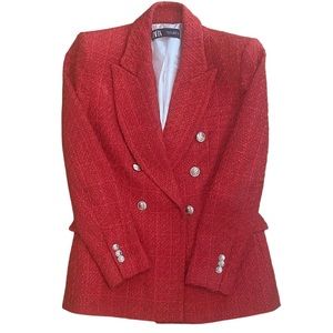 Red Zara tweed blazer